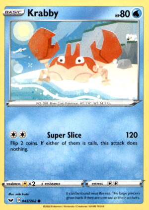 SWSH01: Sword & Shield Base Set #043/202 Krabby (043)