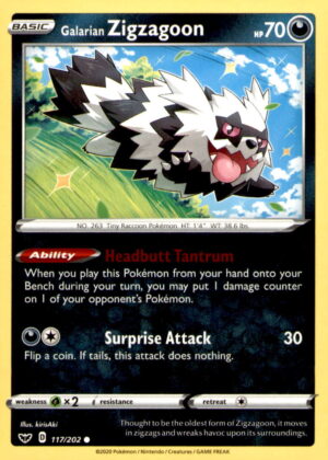 SWSH01: Sword & Shield Base Set #117/202 Galarian Zigzagoon