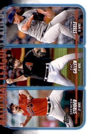 2024 Topps #309 NL Leaders Wins (Strider/Gallen/Steele)