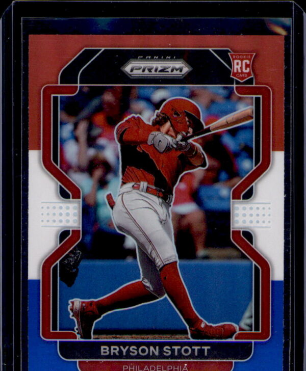 2022 Panini Prizm #63 Bryson Stott Red/White/Blue Prizm
