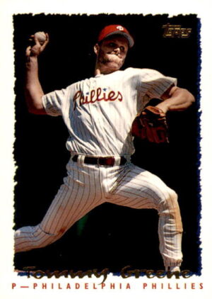 1995 Topps #088 Tommy Greene CyberStats (Spectralight)