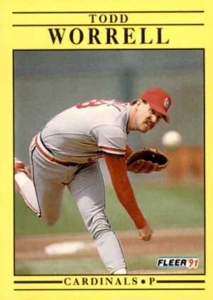 1991 Fleer #653b Todd Worrell Jumbo Pack version: Stat headers not in bold print