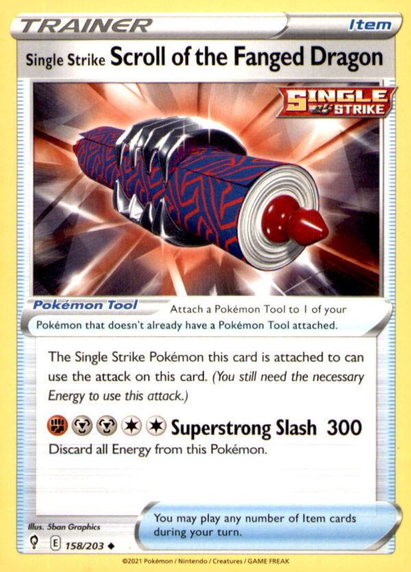 SWSH07: Evolving Skies #158/203 Single Strike Scroll of the Fanged Dragon