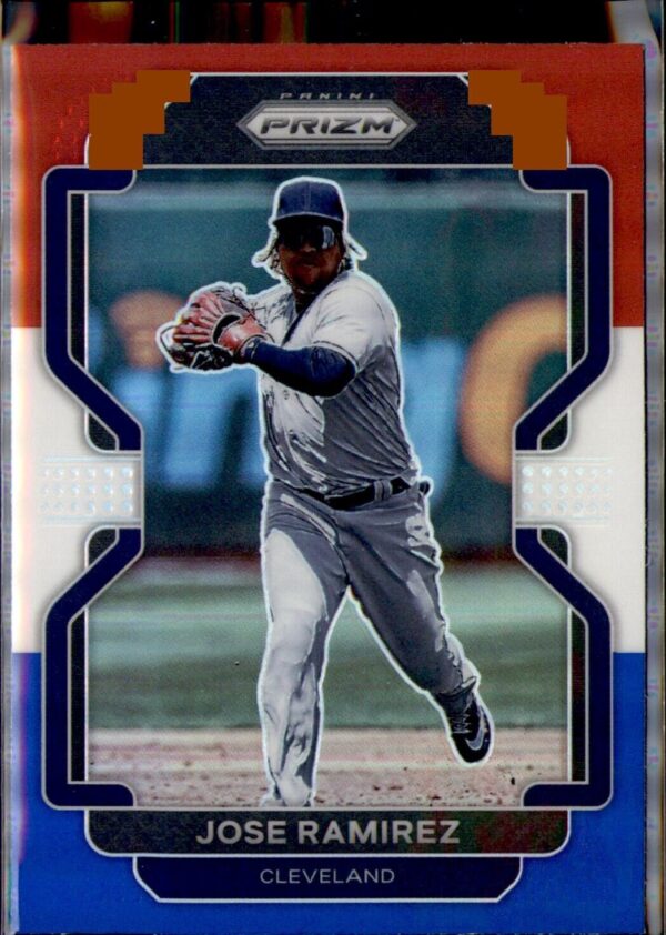 2022 Panini Prizm #182 Jose Ramirez Red/White/Blue Prizm