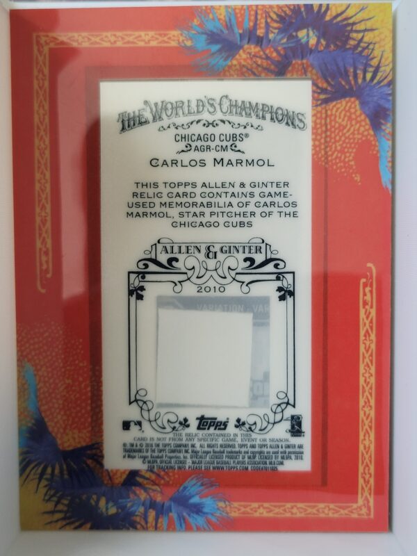 2010 Topps Allen & Ginter's Relic #AGR-CM Carlos Marmol - Image 2