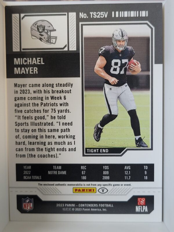 2023 Contenders Rookie Ticket Swatches Variation #TS25V Michael Mayer - Image 2
