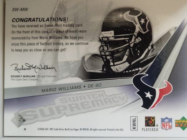2006 SPx Rookie Swatch Supremacy #SW-MW - Image 2