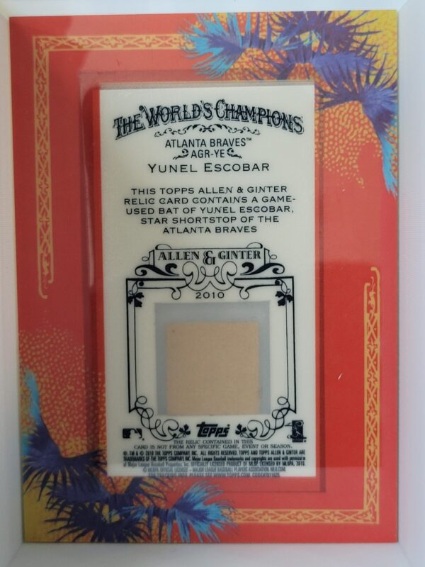 2010 Topps Allen & Ginter #AGR-YE Yunel Escobar - Image 2