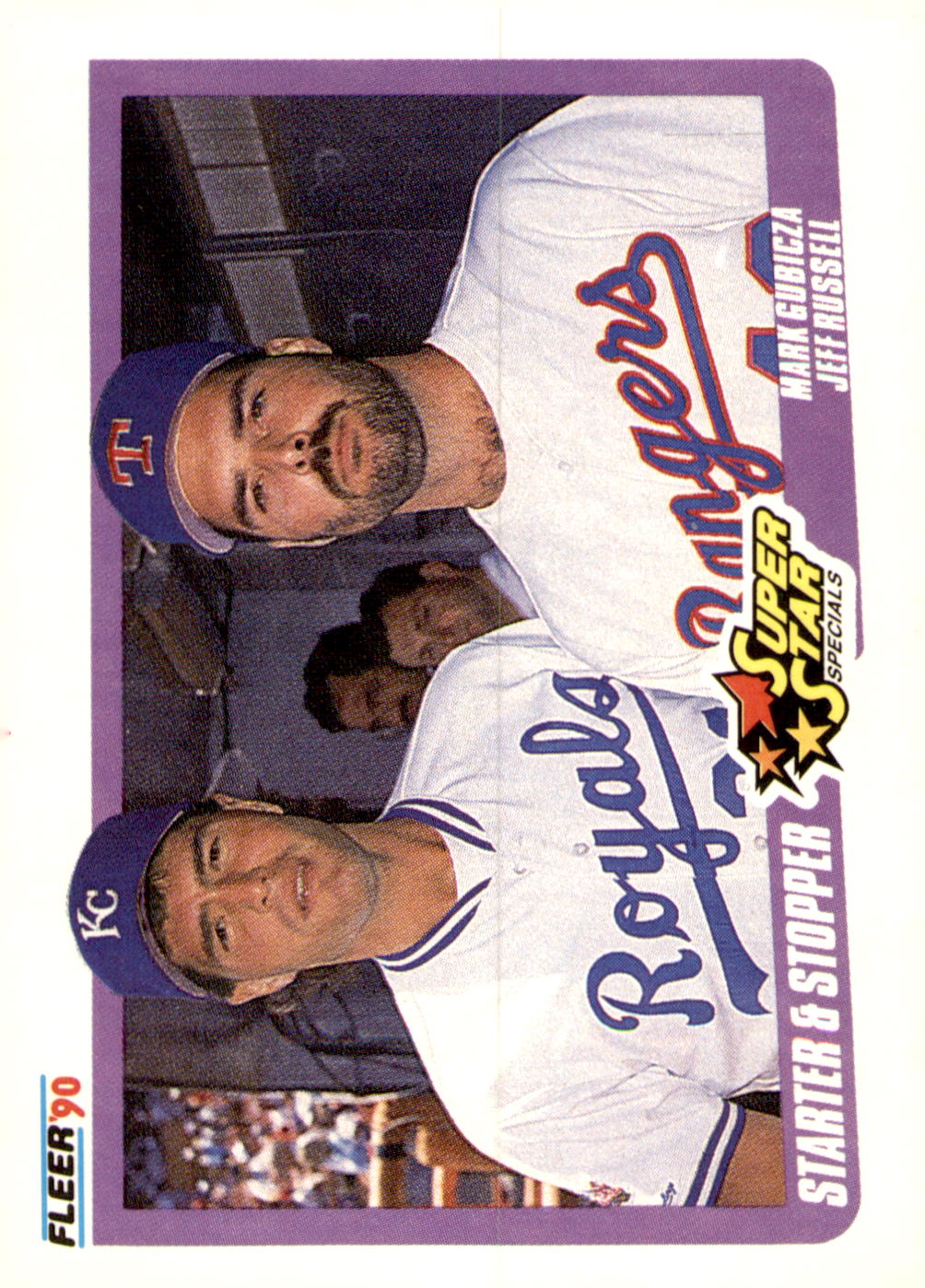 1990 Fleer Canadian #633 Starter & Stopper (Mark Gubicza / Jeff Russell)