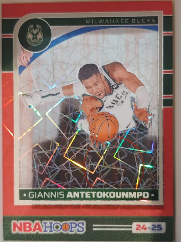 2024-25 Panini Hoops Giannis Antetokounmpo #166 Red Square Holo /99