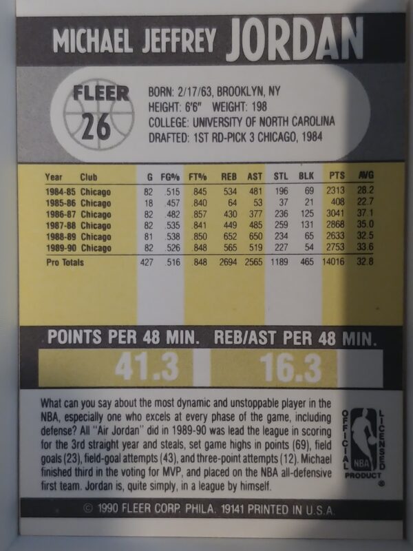 1990 Fleer Michael Jordan #26 - Image 2