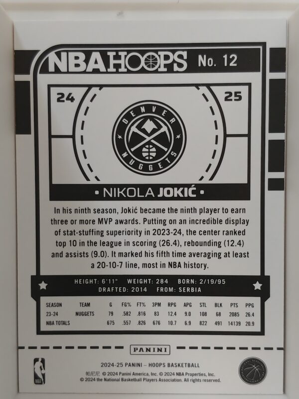 2024-25 Panini Hoops Nikola Jokic Teal Holo #12 - Image 2