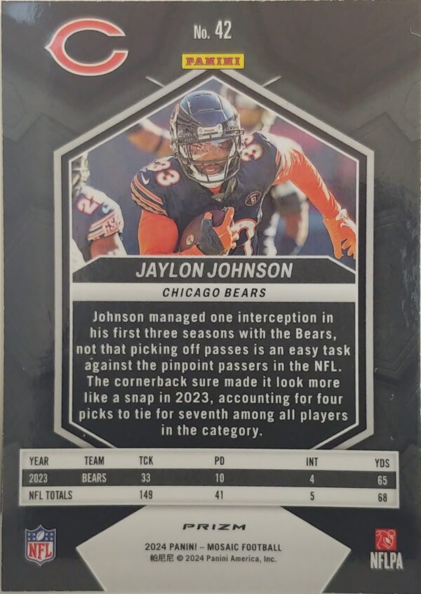 2024 Panini Mosaic Jaylon Johnson SP Pink #42 - Image 2