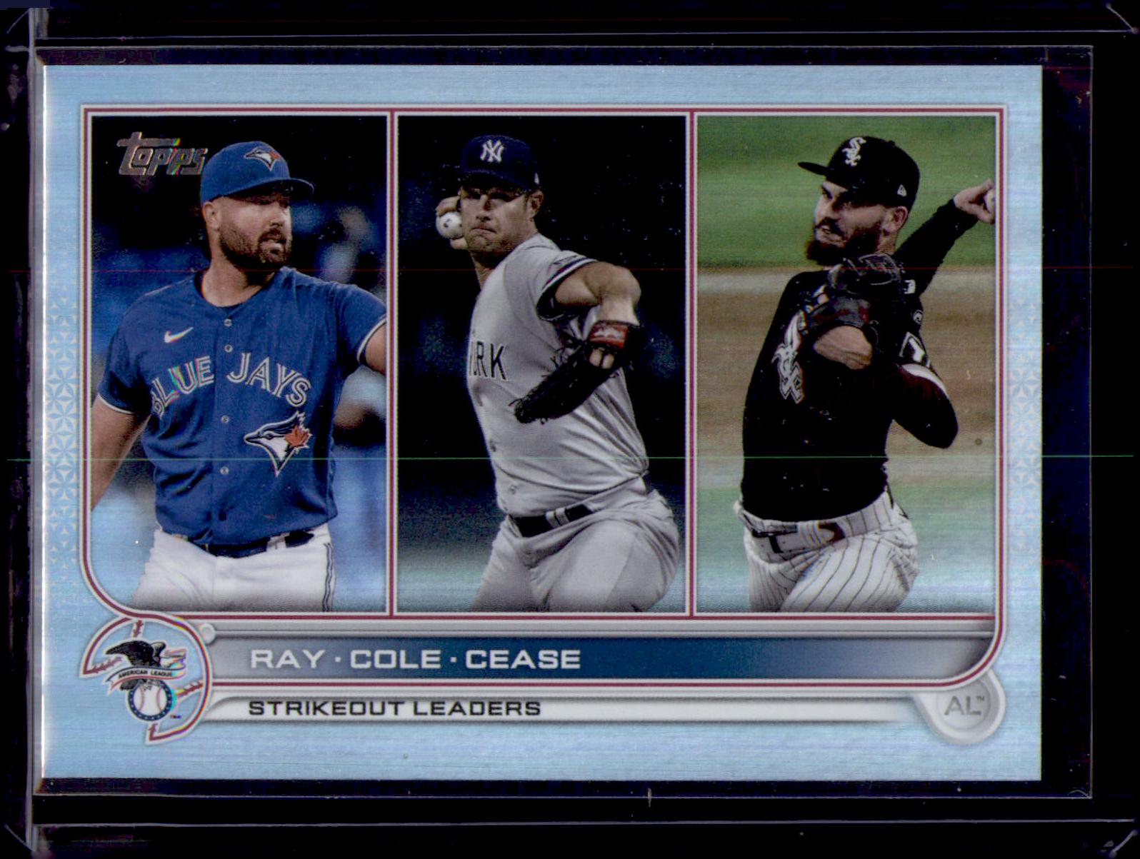 2022 Topps #138 AL Strikeouts Leaders (Robbie Ray / Gerrit Cole / Dylan Cease) Silver Foil