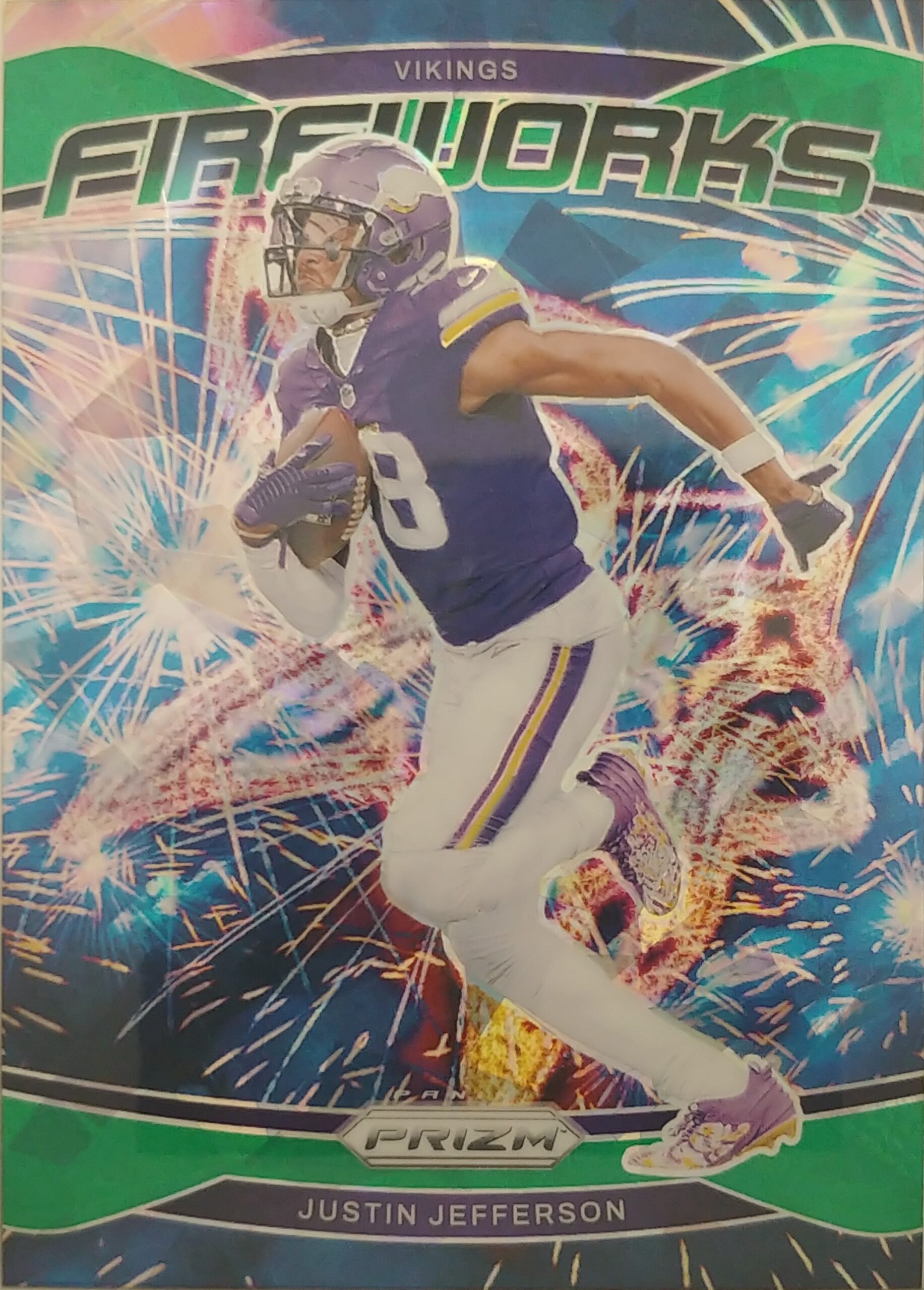 2024 Panin Prizm Justin Jefferson Fireworks Green Ice Prizm #8