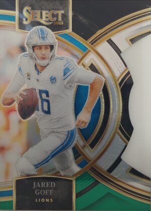 2023 Panini Select Premier Prizm Jared Goff Black and Green Die-Cut #178