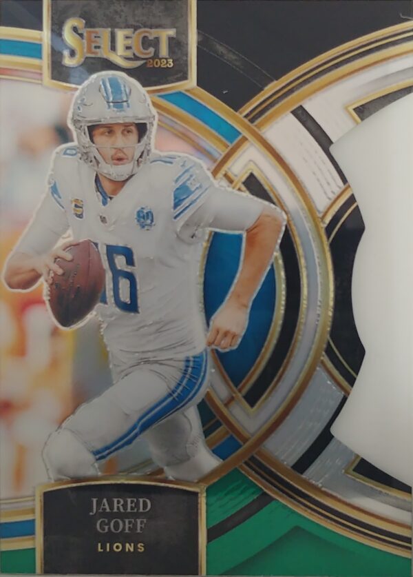 2023 Panini Select Premier Prizm Jared Goff Black and Green Die-Cut #178