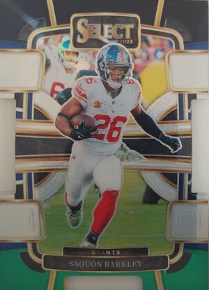 2023 Panini Select Concourse Prizm Saquon Barkley Black and Green Die-Cut #75