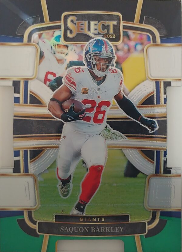2023 Panini Select Concourse Prizm Saquon Barkley Black and Green Die-Cut #75