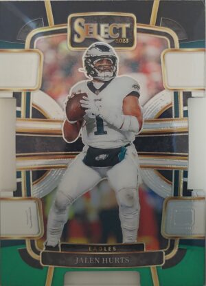 2023 Panini Select Concourse Prizm Jalen Hurts Black and Green Die-Cut #79