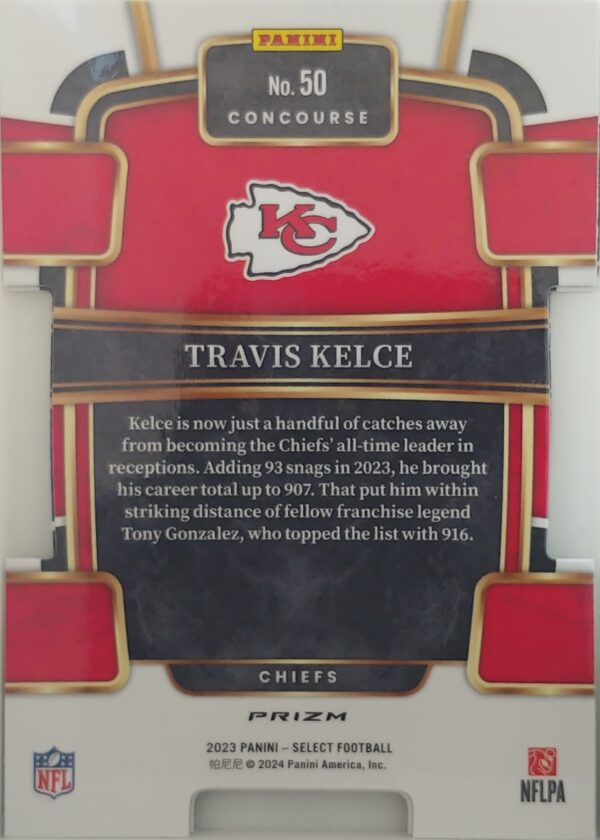 2023 Panini Select Concourse Prizm Travis Kelce Black and Green Die-Cut #50 - Image 2