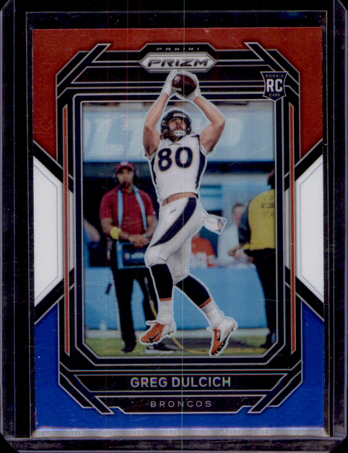 2022 Panini Prizm #360 Greg Dulcich Rookie Red White Blue Holo