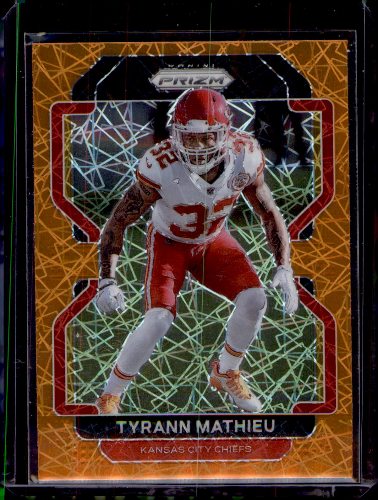 2021 Panini Prizm #194 Tyrann Mathieu Orange Lazer